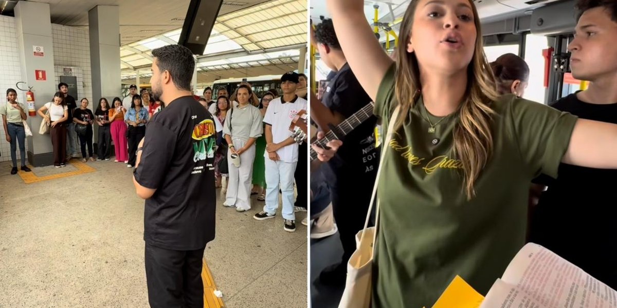 Jovens evangelizam em terminal de ônibus: “Jesus é a salvação”
