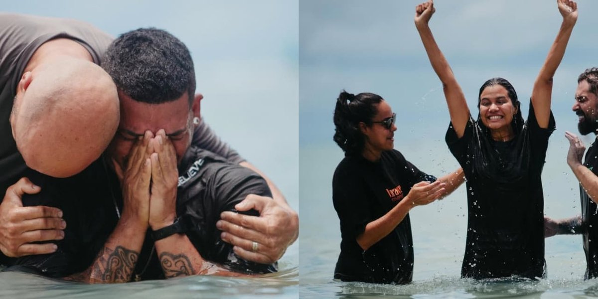 Igreja batiza fiéis em praia durante o Carnaval