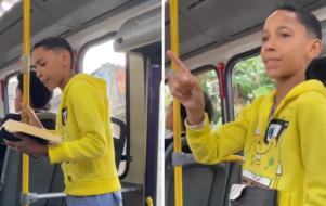 Menino emociona ao pregar sobre Jesus em ônibus