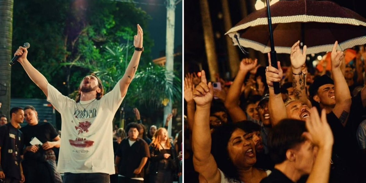 Chuva não afasta jovens que louvam Jesus no centro de São Paulo