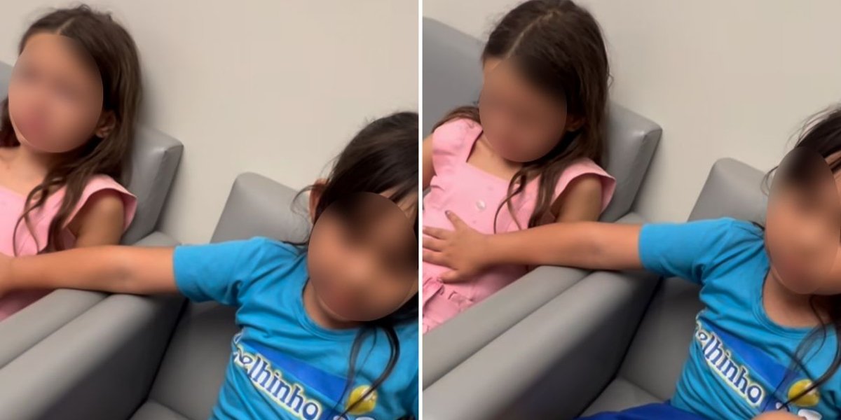 Menina faz oração por amiga internada com suspeita de apendicite