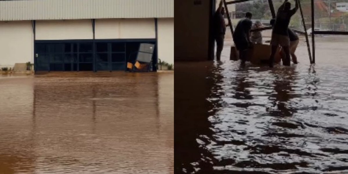 Enchente causa destruição em Minas Gerais: igreja e casas atingidas.