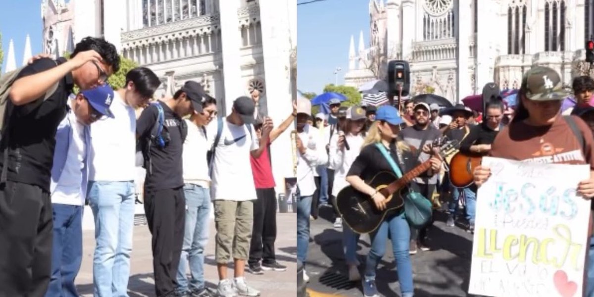 Jovens oram por paz em meio à violência no México.