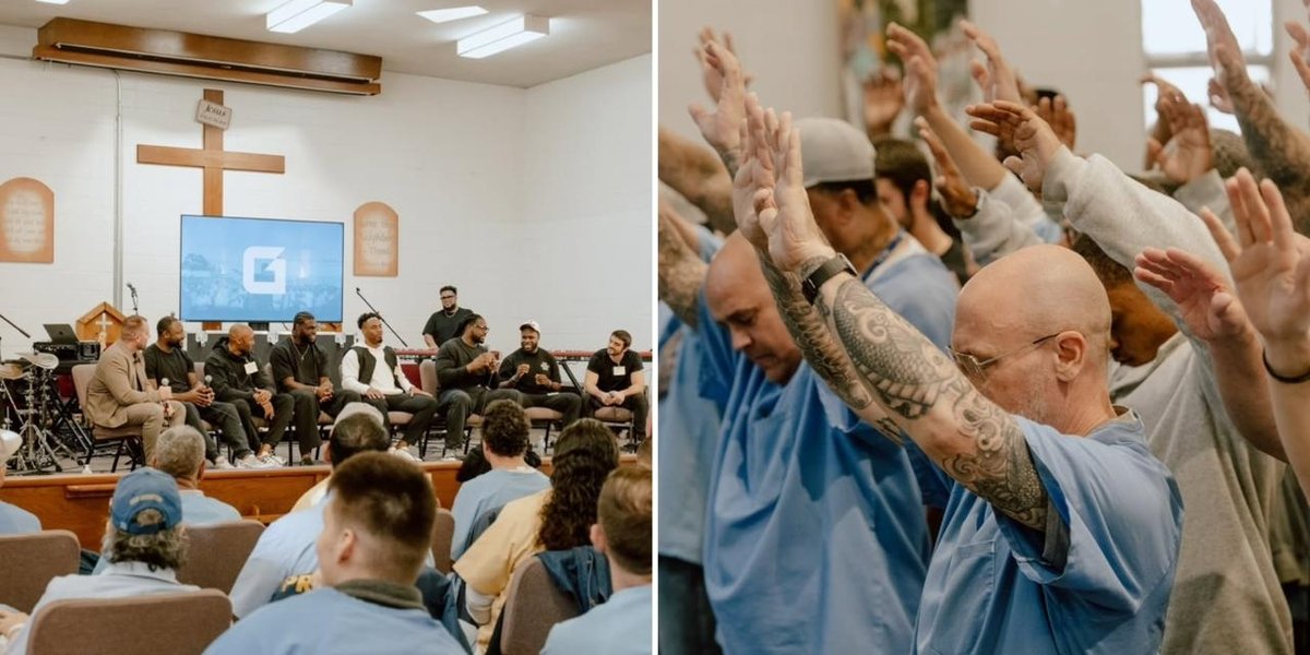 Jogadores da NFL convertem 30 presos ao cristianismo em presídio