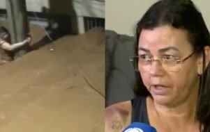 "Agarrei-me ao poste para sobreviver", relata vítima de enchente.