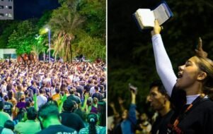 Universitários fazem culto ao ar livre em Fortaleza em busca de fé