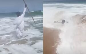Pastor tenta imitar Moisés, quase se afoga no mar.